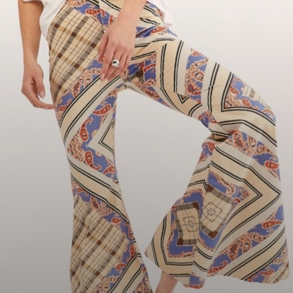 Free People Multicolor Patterned Flare Jeans - Picture 2 of 10